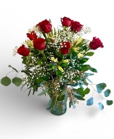 Deluxe Dozen Roses  includes alstromeria lilies