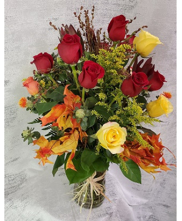 Deluxe Fall Mixed Dozen Roses  in Croton On Hudson, NY | Marshall's at Cooke's Flowers