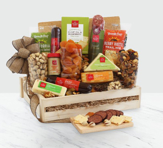 Deluxe Meat & Cheese Wooden Gift Crate .WGG709-N