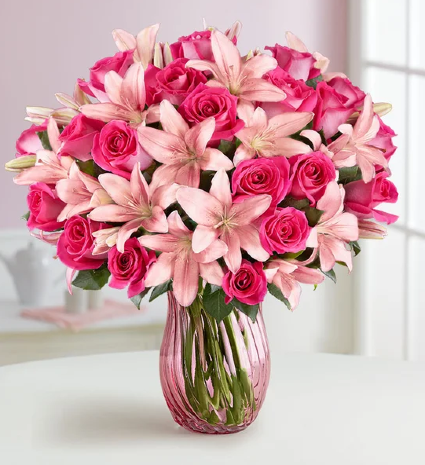 Deluxe Pink Rose & Lily Bouquet 