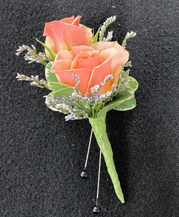 Deluxe Spray Rose Boutonniere Prom Flowers; choose your flower color in Lewiston, ME | BLAIS FLOWERS & GARDEN CENTER