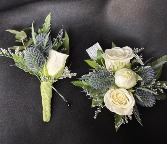Deluxe Thistle & White Set Prom Flowers; choose your flower color 