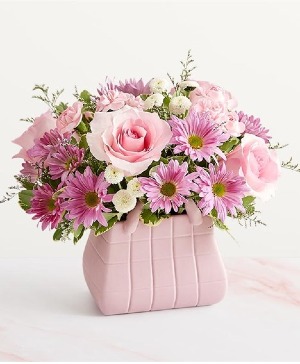 Designer Bag Keepsake Pink Vase