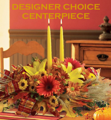 DESIGNER CHOICE THANKSGIVING CENTERPIECE 1 CANDLE - 2 CANDLE - 3 CANDLE in Colorado Springs, CO | Enchanted Florist II