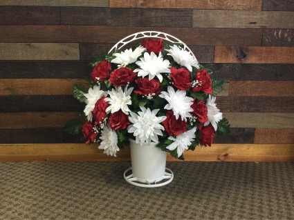 Designer Choose Silk Basket  Artificial Grave Arrangement 