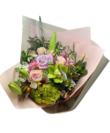 Designer's Choice Beautiful Bloom Wrapped Bouquet   in Columbia, MD | The Blooming Bohemian