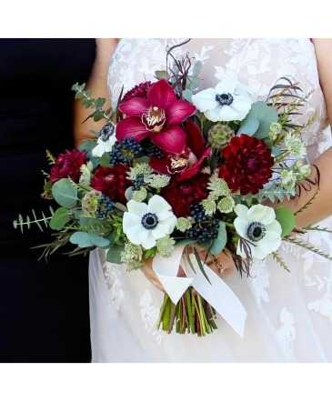 Designers Choice Bridal Bouquet- Navy + Burgundy  in Norfolk, NE | Blossom + Birch