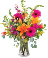 Designer's Choice - Bursting with Bright & Bold Large Size Arrangement in a Vase