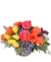 Designer's Choice - Bursting with Bright & Bold Medium Size Arrangement in a Vase