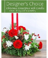 Designers Choice Christmas Evergreen Centerpiece with Candles