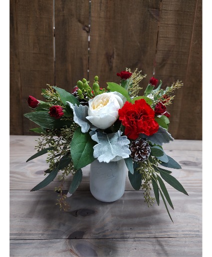 Designers choice Christmas mason jar Arrangement