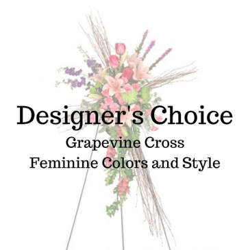 Designer's Choice Feminine Grapevine Cross in Huntington, TX | LIZA'S GARDEN 