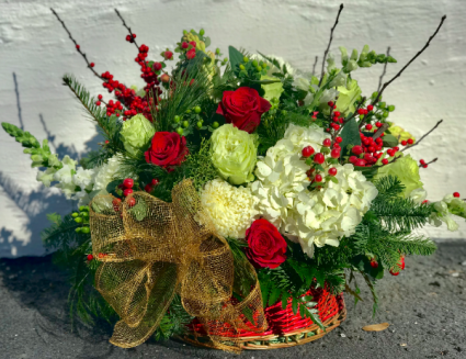 christmas basket floral arrangements