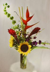 Tropical Sunny Days Tropical arrangement with Sunflowers
