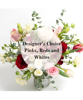 Designers Choice Pink, Reds and Whites Custom Arrangement