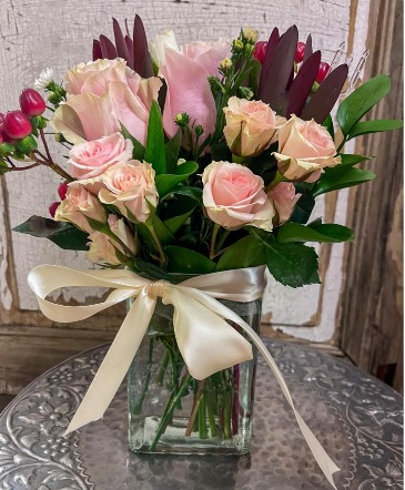 Designer's Choice-The Perfect Size Arrangement square or bubble vase arrangement with beautiful florals in Brewton, AL | Herrington's The Florist Inc.