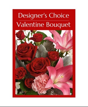 DESIGNER'S CHOICE VALENTINE'S DAY HAND TIED WRAPPED BOUQUET