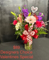 Designers Choice Valentines Special  vase Arrangement 