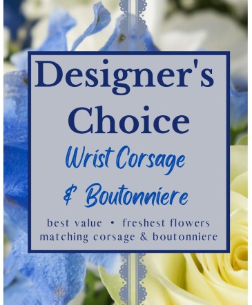 Designer's Choice - Wrist Corsage & Boutonniere Arrangement in Roswell, NM | BARRINGER'S BLOSSOM SHOP