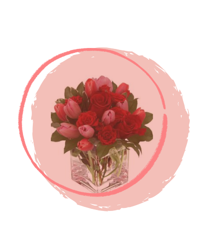 Designers mix of Roses & Tulip vase 