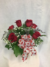 Valentine Half Dozen Rose Arrangement