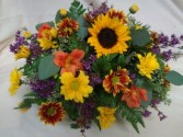 Autumn Centerpiece! Arrangement on both sides  with bright seasonal flowers for Thanksgiving or any day!!