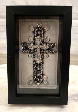 Diamond Jewel Black Beaded Hanging Cross