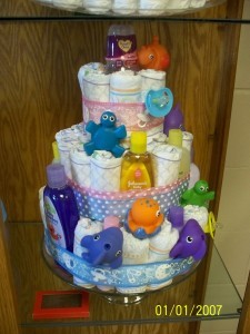 Diaper Cake with Decorations We can change the arrangements in ...