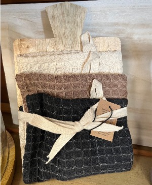 Dish Cloths on Serving Board Neutrals
