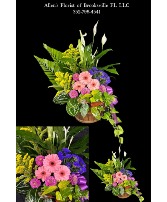 Dish Garden with Fresh Flowers  Live Plant Mixture with flowers added