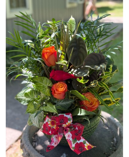 DISH of BLESSINGS Large Dish Garden with Florals and Embellishment