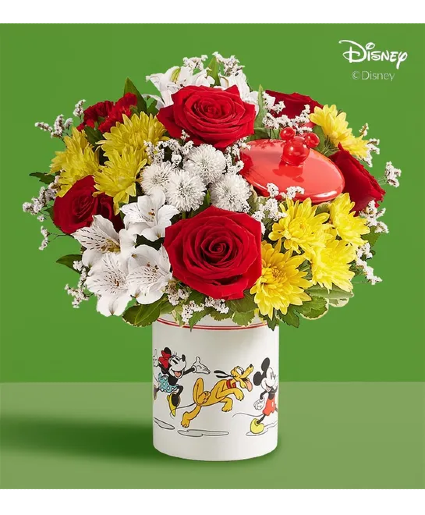 DISNEY MICKEY MOUSE COOKIE JAR -- CLASSIC BOUQUET