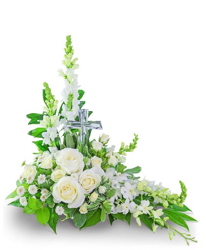 Divine Love with Crystal Cross Keepsake Sympathy Arrangement