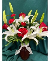Divine Red & White Vase Arrangement