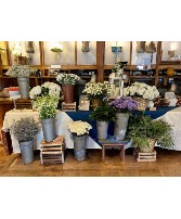 DIY Flower Arrangements Cut Flowers in buckets and baskets