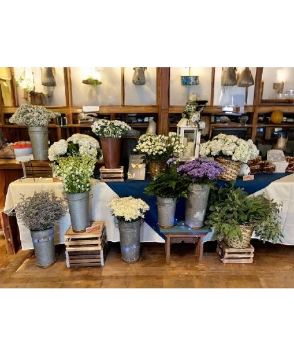 DIY Flower Arrangements Cut Flowers in buckets and baskets