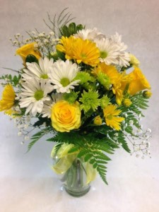 DLF Florist Designed Vase of Fresh Yellow Sunshine Best Seller