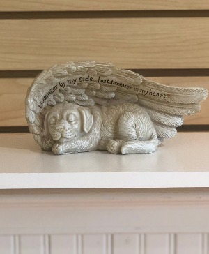 Dog Peacefully Sleeping in Angel Wing Figurine  Sympathy 