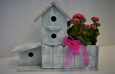 DOUBLE BIRD HOUSE PLANTER BLOOMING PLANT - LIMITED QTY