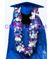DOUBLE BLUE AND WHITE ORCHID LEI GRADUATION LEI
