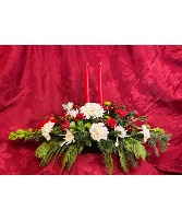 Double Candle Centerpiece Fresh Holiday Flower