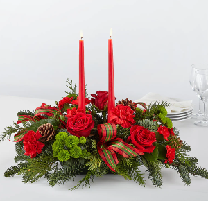 Double Candle Centerpiece Low table arrangment