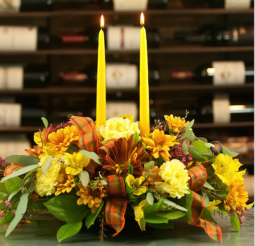 Double Candle Thanksgiving Centerpiece   in Wichita, KS | FLOWER FACTORY FLOWERS