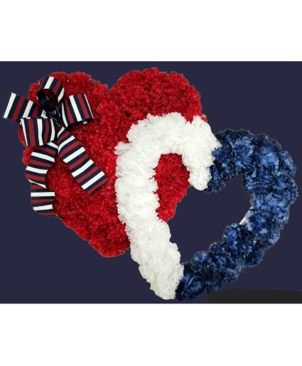 Double Heart Red, White & Blue Silk Flowers