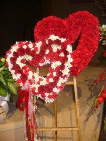 double heart standing spray funeral