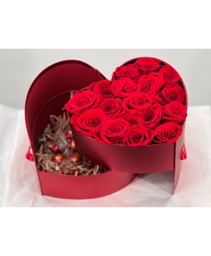 Double Heart Surprise Box Roses