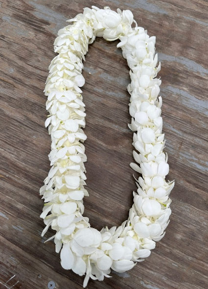 White Double Orchid Lei  Limited availability