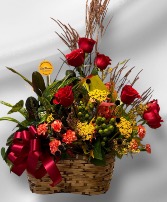 Double Plant basket with fresh flowers 