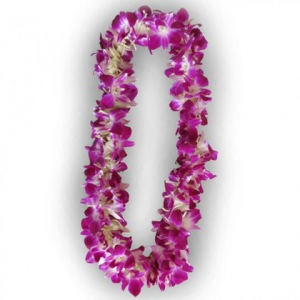 Double purple orchid leis 