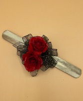 Double Spray Rose Corsage on Slap Band Corsage